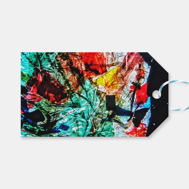 Märkre för återvunnen plastlyckad blåfärgad abstra presentetikett (Framsidan (Horisontell))