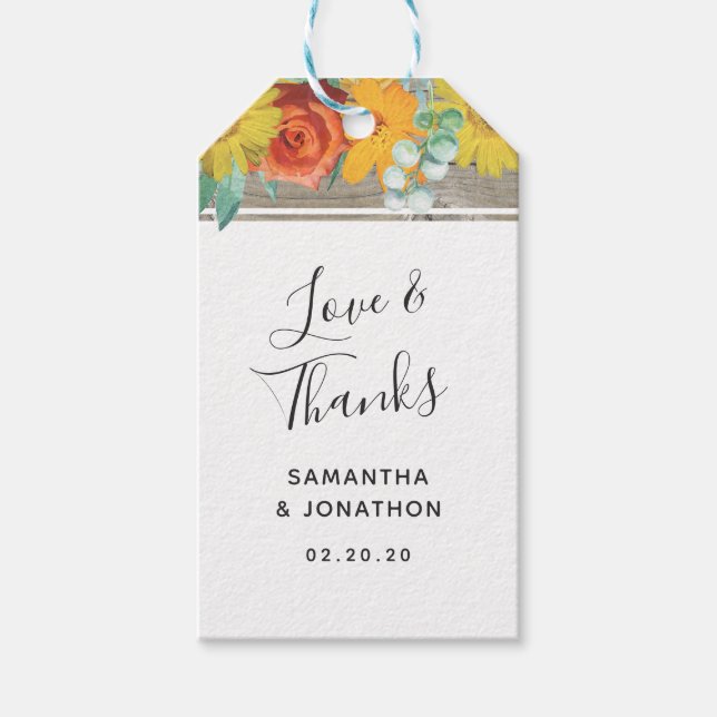 Märkre för att ändra solnedgång för bröllopsfavori presentetikett (Framsidan)