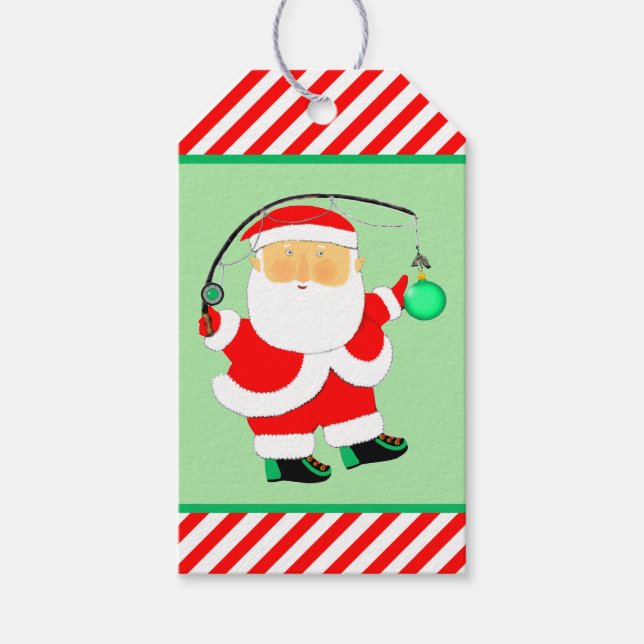 Märkre för att fiska julgranens Helgdag Presentetikett (Framsidan)