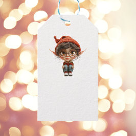 Märkre för att lyssna på julgranen Elf White Gift Presentetikett