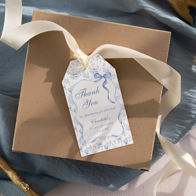 Märkre för att visa Nallen Baby Shower Tack Gift Presentetikett (Skapare uppladdad)