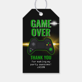 Märkre för  av grafikspel från födelsedagen, svart presentetikett