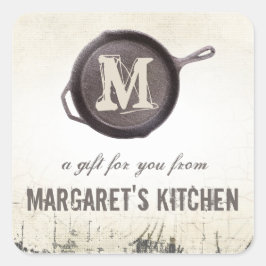 märkre för av matlagningsmatkokare i järn fyrkantigt klistermärke