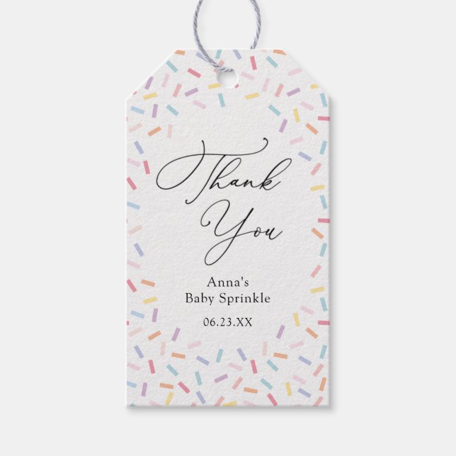 Märkre för baby Sprinkle Confetti Gift Presentetikett (Framsidan)