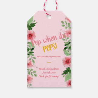Märkre för babydusch mini-champagne presentetikett