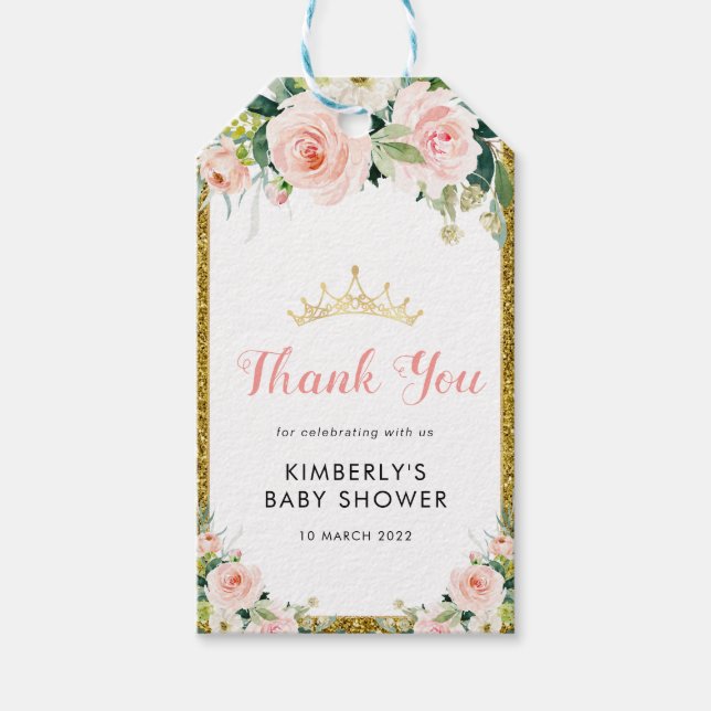 märkre för babyduschgåvor för  blommigt presentetikett (Framsidan)