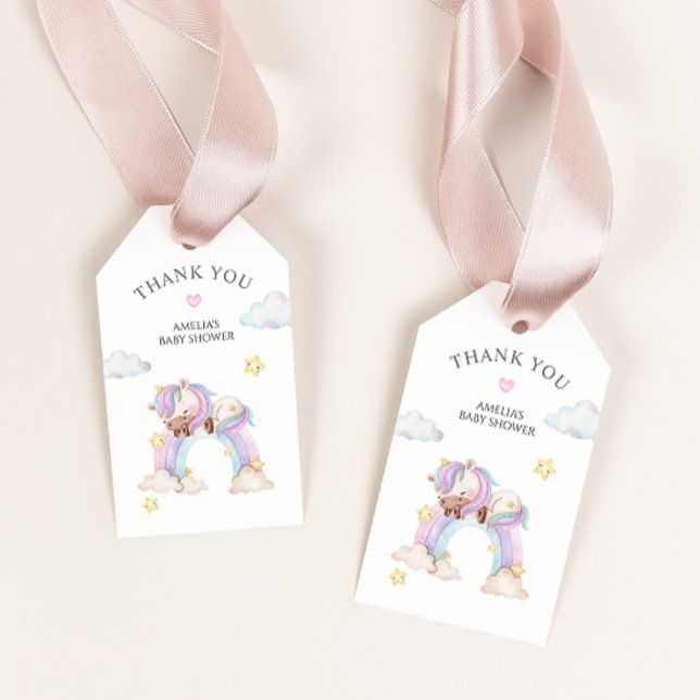 Märkre för babyduschgåvor för vattenfärgade enmajs presentetikett (Skapare uppladdad)