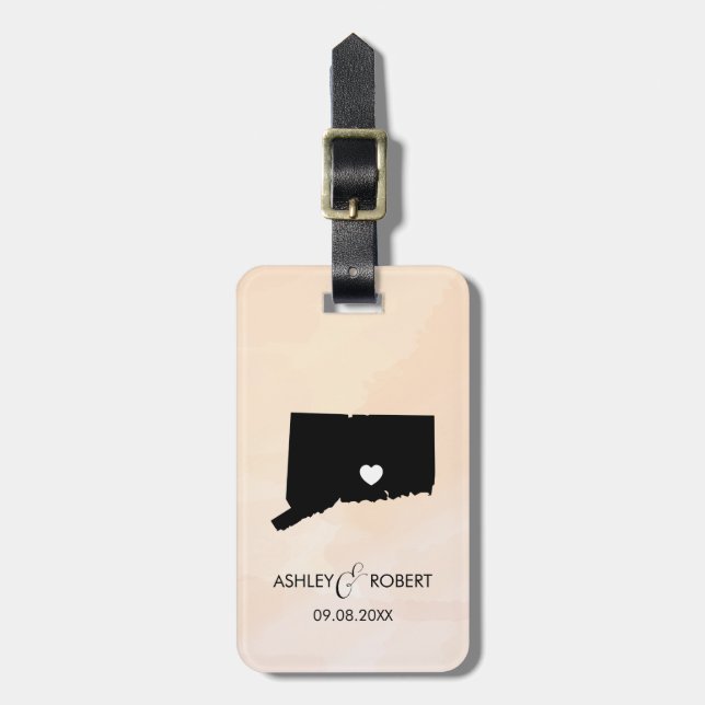 Märkre för bagage för Connecticut kartabröllop, Bagagebricka (Vertikal Framsida)