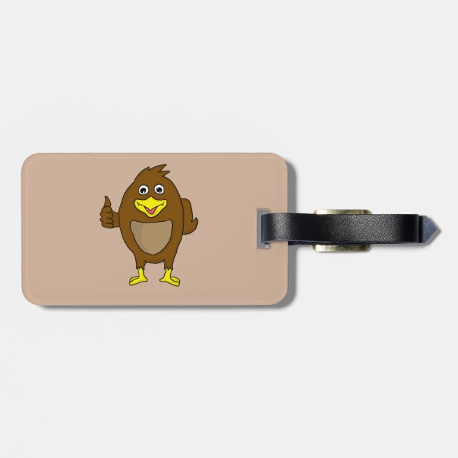 Märkre för bagage för gullig brun fågeldesign bagagebricka (Baksida Vågrät)