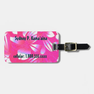 Märkre för bagage för Hawaii vintage blom- rosa Bagagebricka