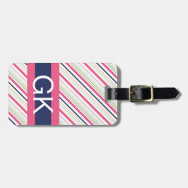 Märkre för bagage för lila- och rosarandMonogram Bagagebricka