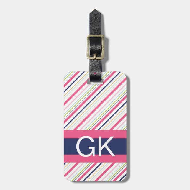 Märkre för bagage för lila- och rosarandMonogram Bagagebricka (Vertikal Framsida)