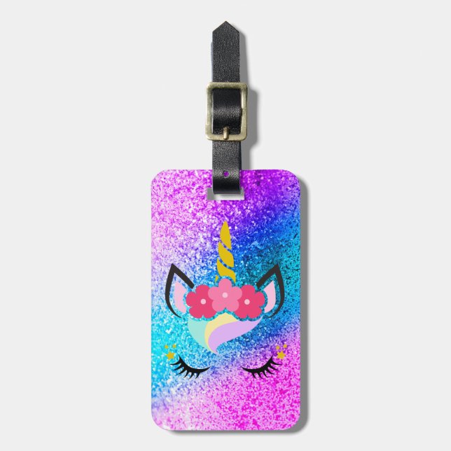 Märkre för bagage för personligUnicornOmbre Bagagebricka (Vertikal Framsida)