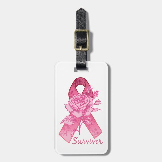 Märkre för bagage för rosa bandöverlevande rosa bagagebricka (Vertikal Framsida)