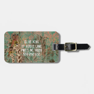 Märkre för bagage för Rosa giraff damastast Bagagebricka