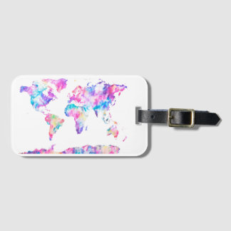 Märkre för bagage för vattenfärgvärldskarta bagagebricka