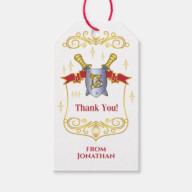 Märkre för barnavård och sword Gift Presentetikett (Framsidan)