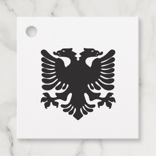 Märkre för Black and White Albanian Eagle Party Gåvor Etiketter (Framsida)
