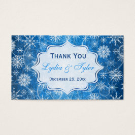 Märkre för Blått och vitt Snöflingor-bröllop Visitkort