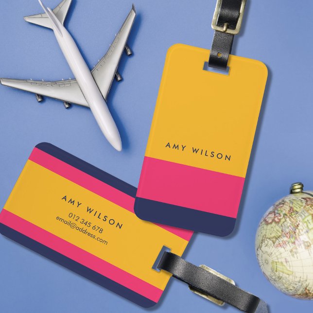 Märkre för blockblocket Färg Gult med fetstil, blå Bagagebricka (Skapare uppladdad)