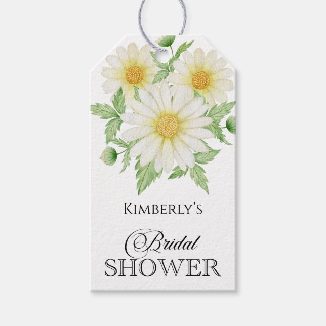 Märkre för Blommigt av vattenfärg, Möhippa, daisy Presentetikett (Framsidan)