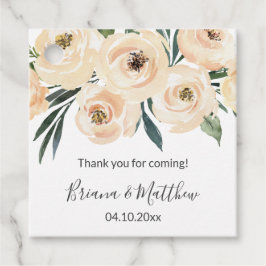 Märkre för blommigt Beige White Wedding Favor Gåvor Etiketter