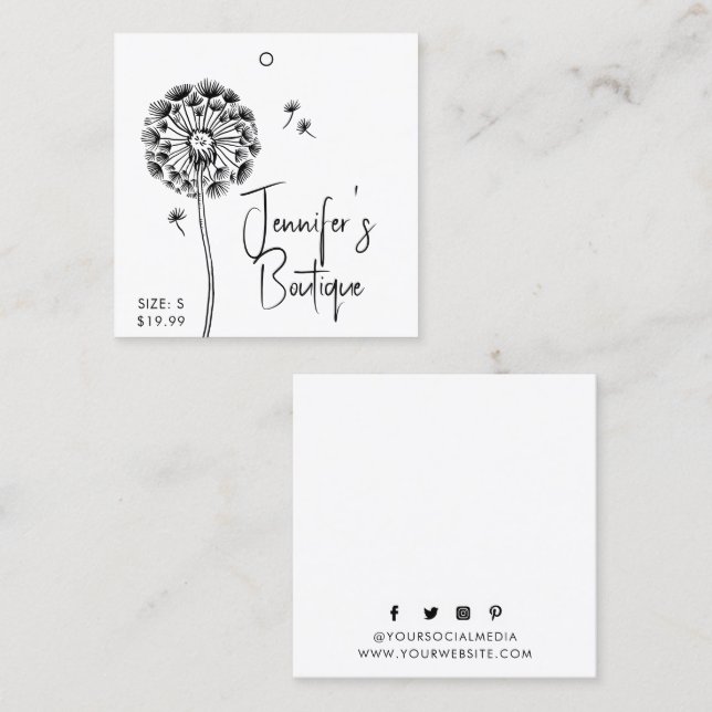 Märkre för Blommigten Small Business Black White (Fram/baksida)