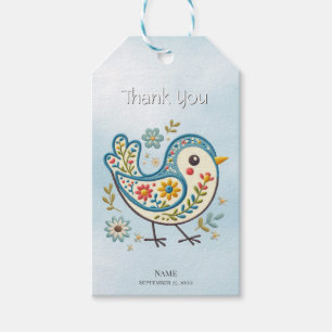 Märkre för Blue Bird Blommigt Gift Presentetikett