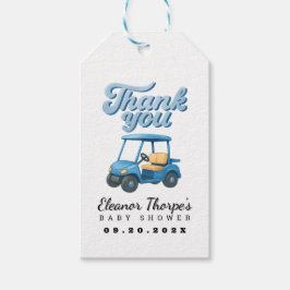 Märkre för Blue Golf Baby Shower-Tack Presentetikett