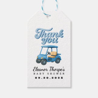 Märkre för Blue Golf Baby Shower-Tack Presentetikett