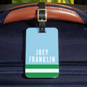 Märkre för BLUE GRÖNT Preppy Personlig Backpack Bagagebricka