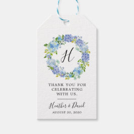 Märkre för Blue Hydrangea Blommigt Wedding Favor Presentetikett