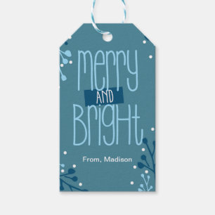 Märkre för Blue Merry och Bright Helgdag Git Presentetikett