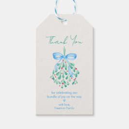 Märkre för Blue Mistletoe Baby Shower Presentetikett
