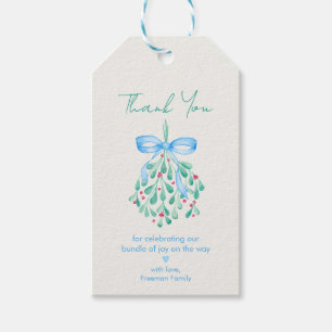 Märkre för Blue Mistletoe Baby Shower Presentetikett
