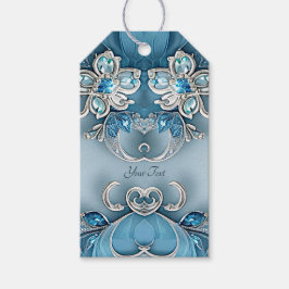 Märkre för Blue Ornate Blommigt Gift Presentetikett