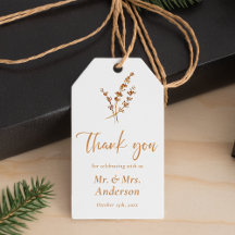 Märkre för Boho Fall Orange Tack Wedding Favands