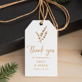 Märkre för Boho Tack Burnt Orange Wedding Favands Presentetikett