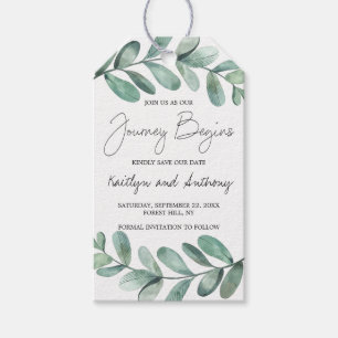 Märkre för botaniska vattenfärger Greenery Eucalyp Presentetikett