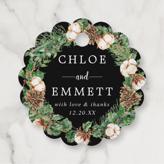 Märkre för botaniskt andningsbröllop med Rustic Wi Gåvor Etiketter (Baksida)