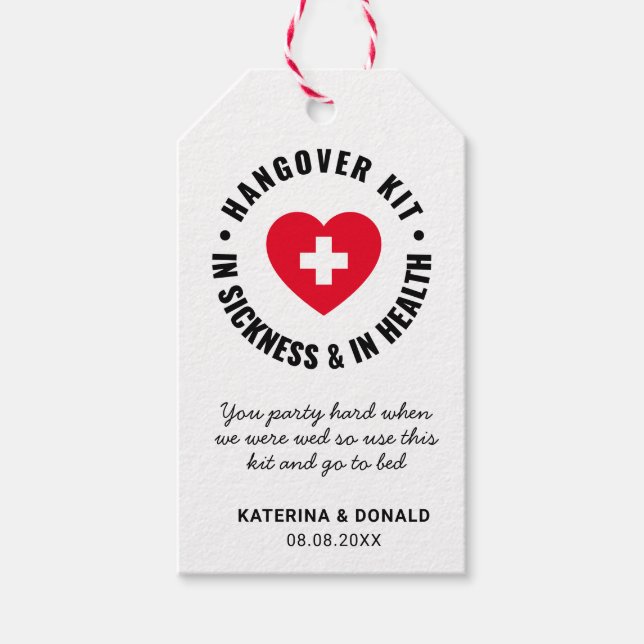 Märkre för Bröllop Hangover Recovery Kit Gift- Presentetikett (Framsidan)
