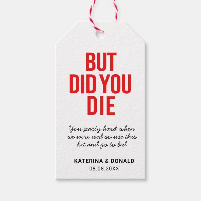 Märkre för Bröllop Hangover Recovery Kit Gift- Presentetikett (Framsidan)