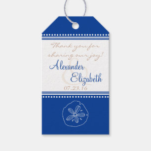 Märkre för bröllopsfavoriter Blådollarsbröllop Presentetikett