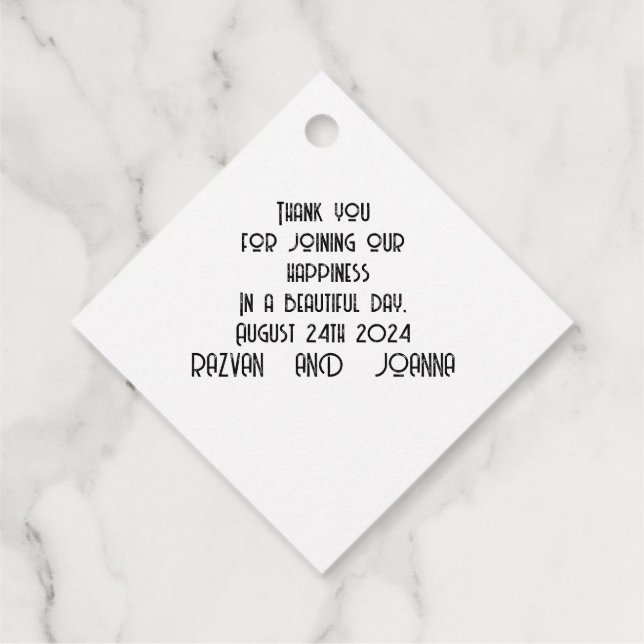 Märkre för bröllopsfavoriter gåvor etiketter (Baksida)