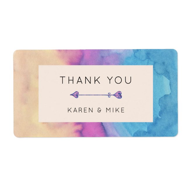 Märkre för bröllopsfavoriter | Vattenfärg Struktur Fraktsedel (Framsidan)