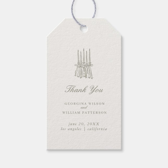 Märkre för bröllopsförmån för Rand Grönt Presentetikett (Framsidan)