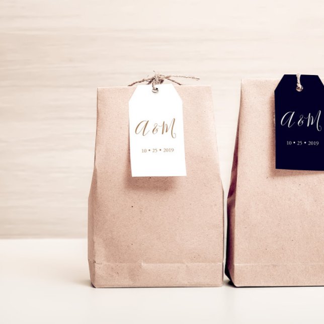 Märkre för bröllopsförmån för vit och Guld Elegant Presentetikett (Skapare uppladdad)