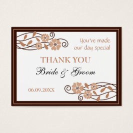 Märkre för Brun blommor Tack Bröllopsfavoriter Visitkort