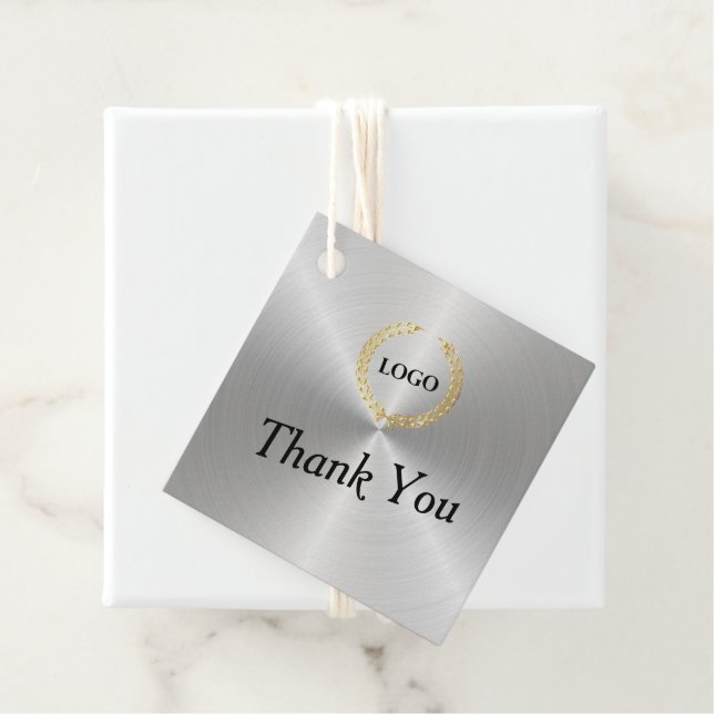 Märkre för Business Logotyp Company Square Silver  Gåvor Etiketter (På plats)