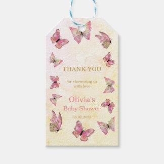 Märkre för Butterfly Baby Shower Tack Gift Presentetikett